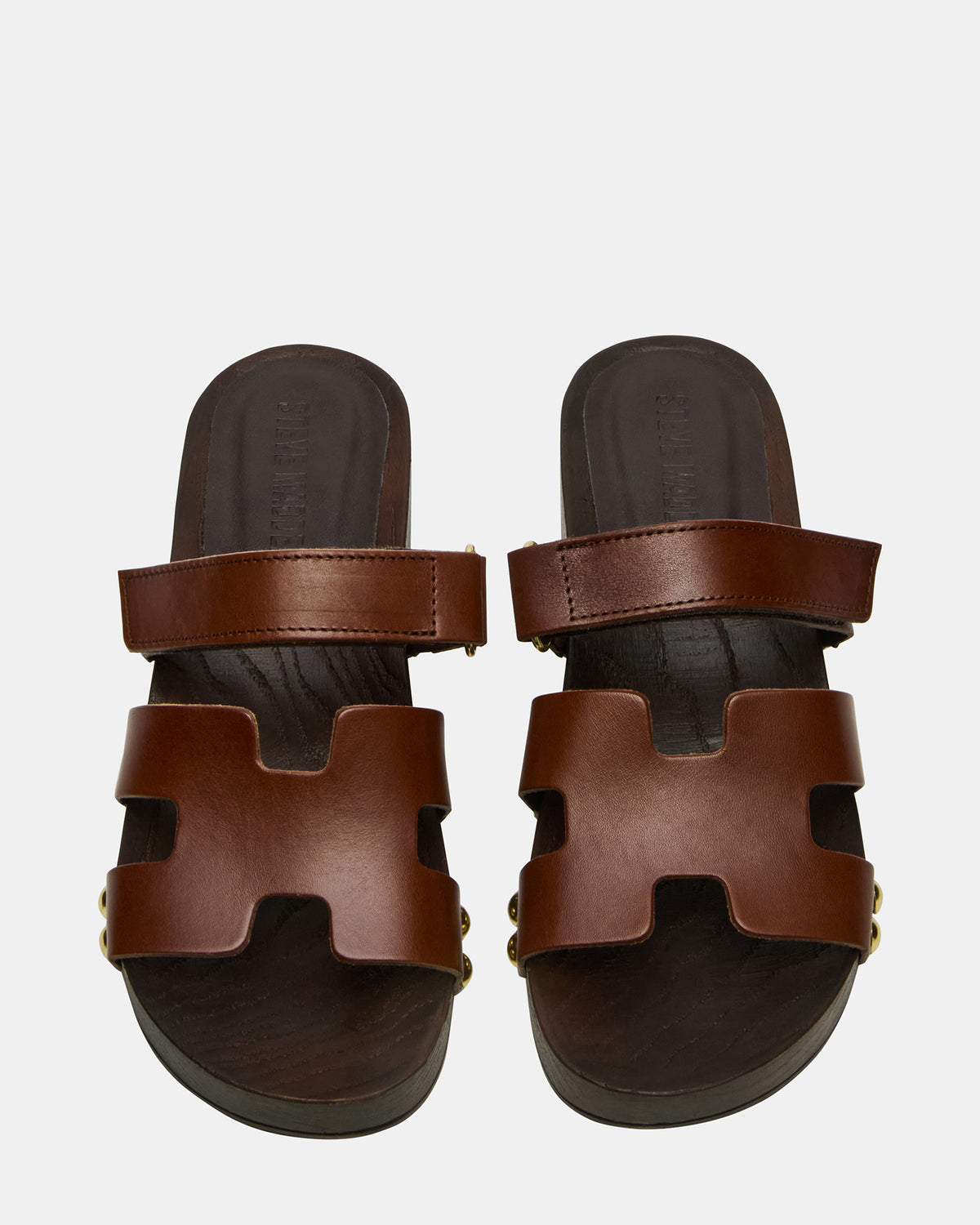 CANAL Brown Leather Wood Bottom Slide Women's Sandal Steve Madden BROWN LEATHER