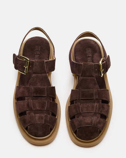 TOPE Chocolate Brown Suede Strappy Fisherman Women's Sandal Steve Madden CHOCOLATE BROWN SUEDE
