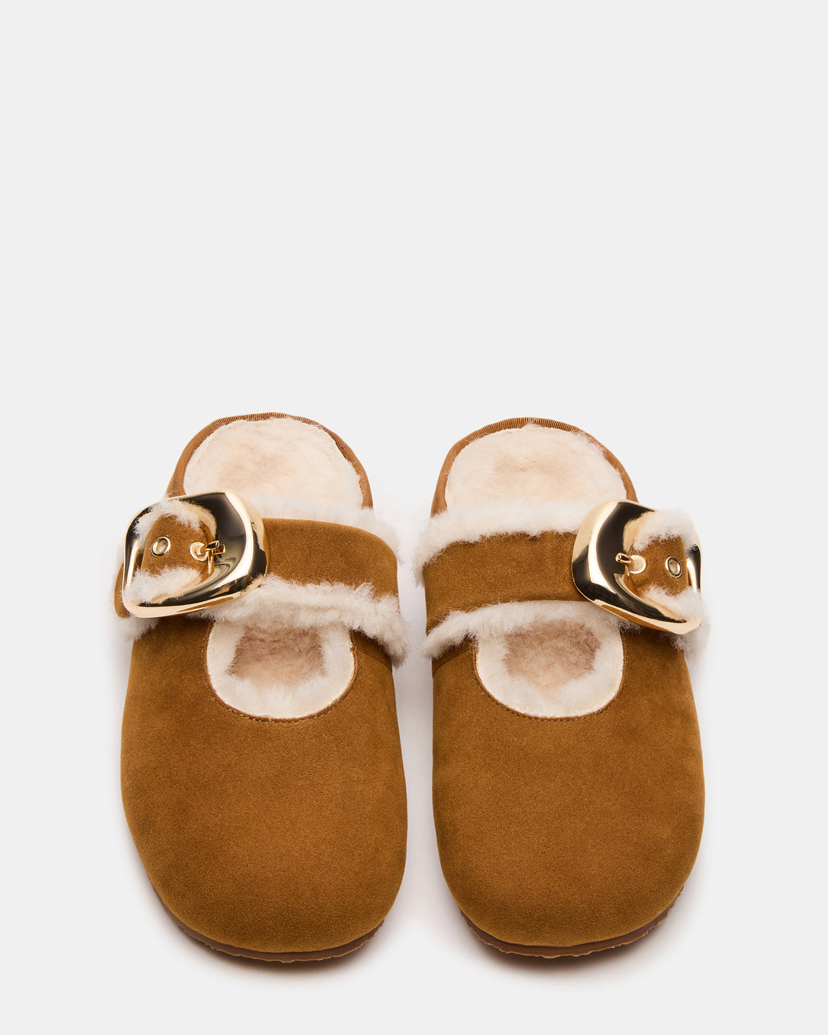 CLOUDY Chestnut Slip-On Mule Mary Jane Faux Fur Women's Flat Steve Madden CHESTNUT