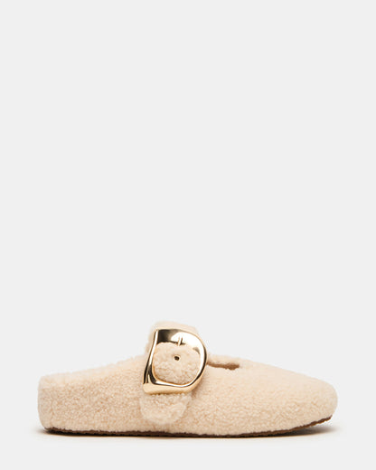 CLOUDY Natural Slip-On Mule Mary Jane Faux Fur Women's Flat Steve Madden NATURAL