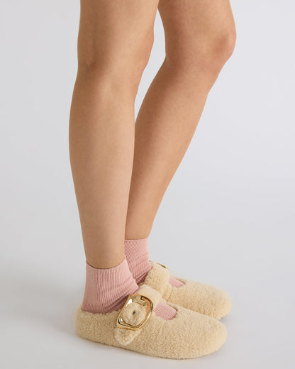 CLOUDY Natural Slip-On Mule Mary Jane Faux Fur Women's Flat Steve Madden NATURAL