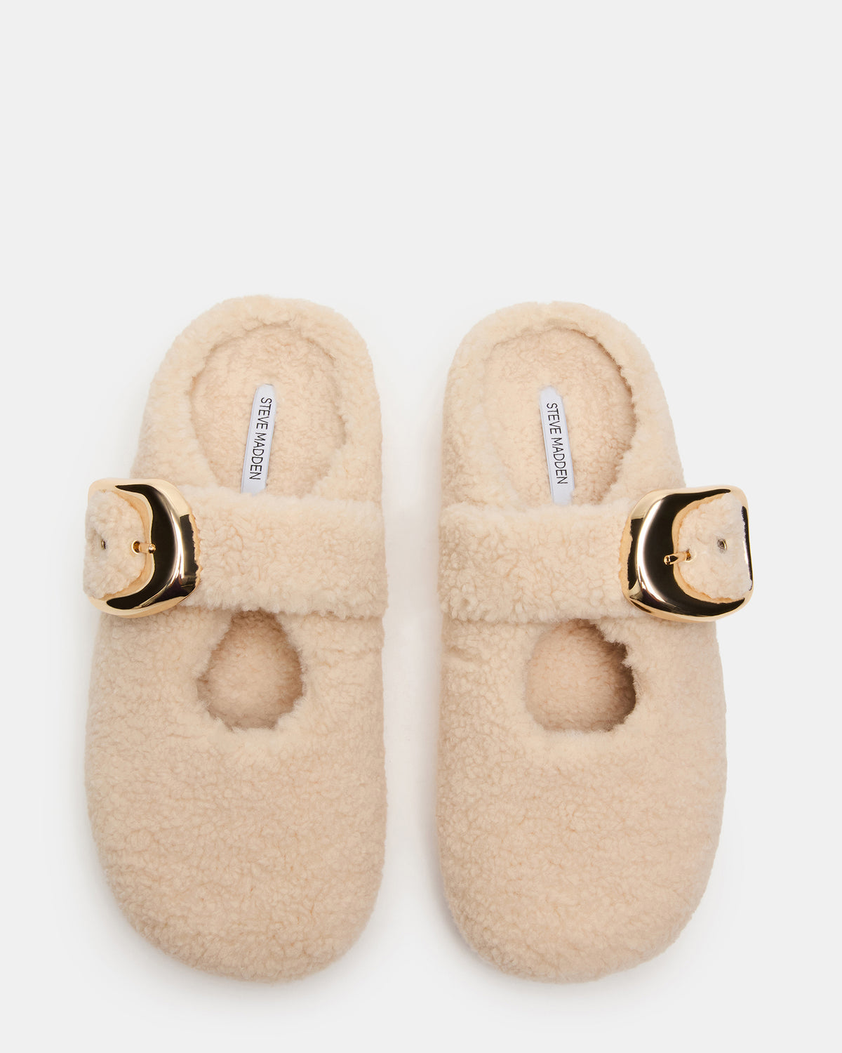 CLOUDY Natural Slip-On Mule Mary Jane Faux Fur Women's Flat Steve Madden NATURAL