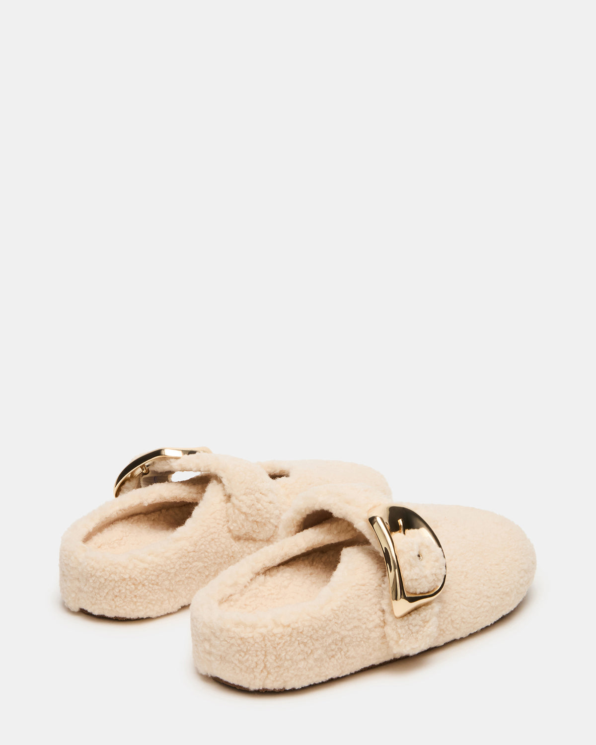 CLOUDY Natural Slip-On Mule Mary Jane Faux Fur Women's Flat Steve Madden NATURAL