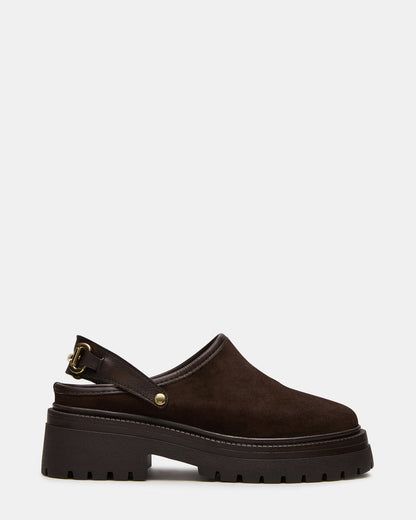 ERBA Brown Suede Platform Lug Slingback Clog Women's Flat Steve Madden BROWN SUEDE