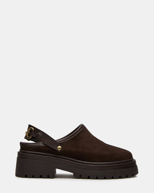ERBA Brown Suede Platform Lug Slingback Clog Women's Flat Steve Madden BROWN SUEDE