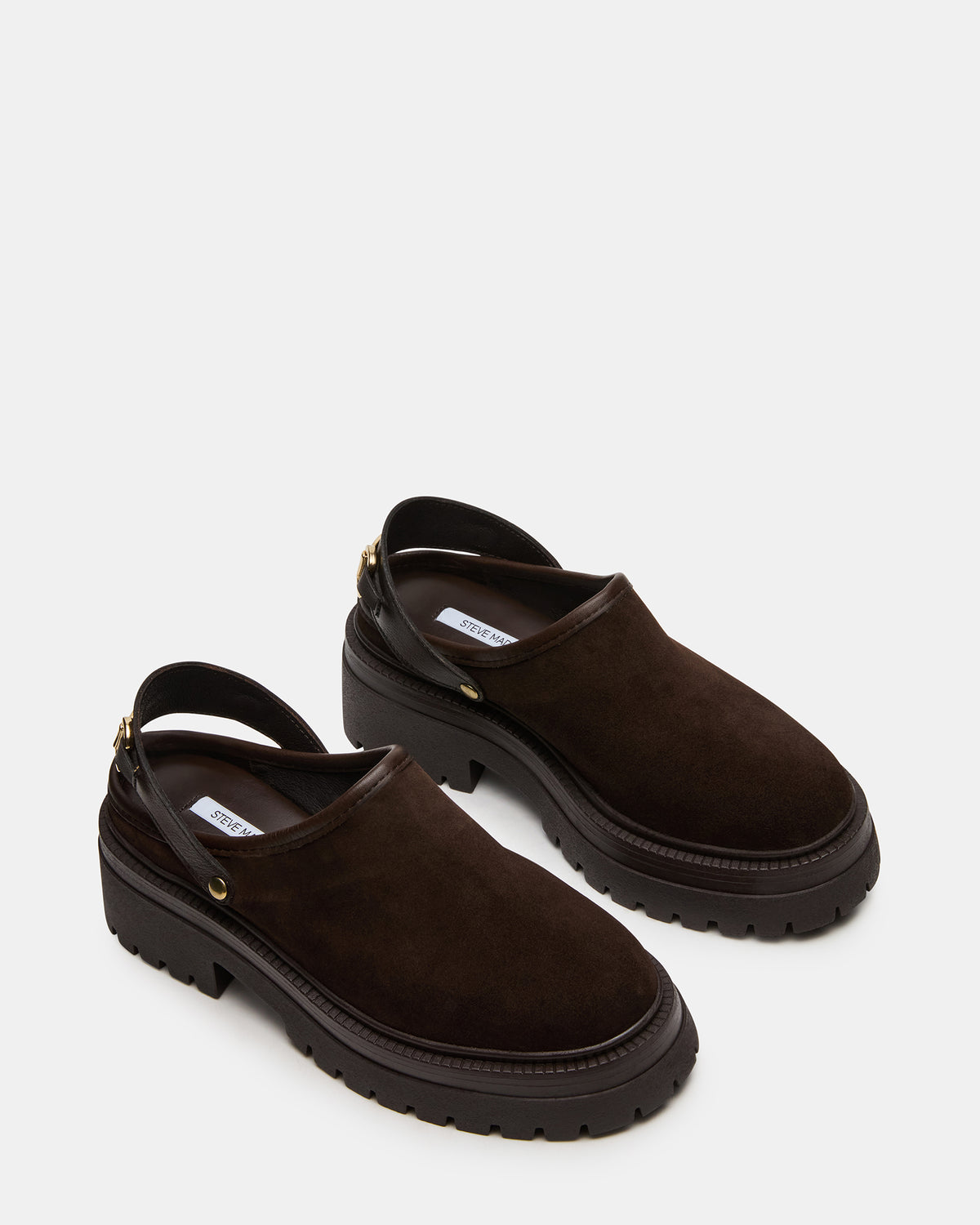 ERBA Brown Suede Platform Lug Slingback Clog Women's Flat Steve Madden BROWN SUEDE