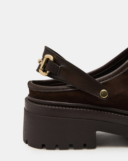 ERBA Brown Suede Platform Lug Slingback Clog Women's Flat Steve Madden BROWN SUEDE