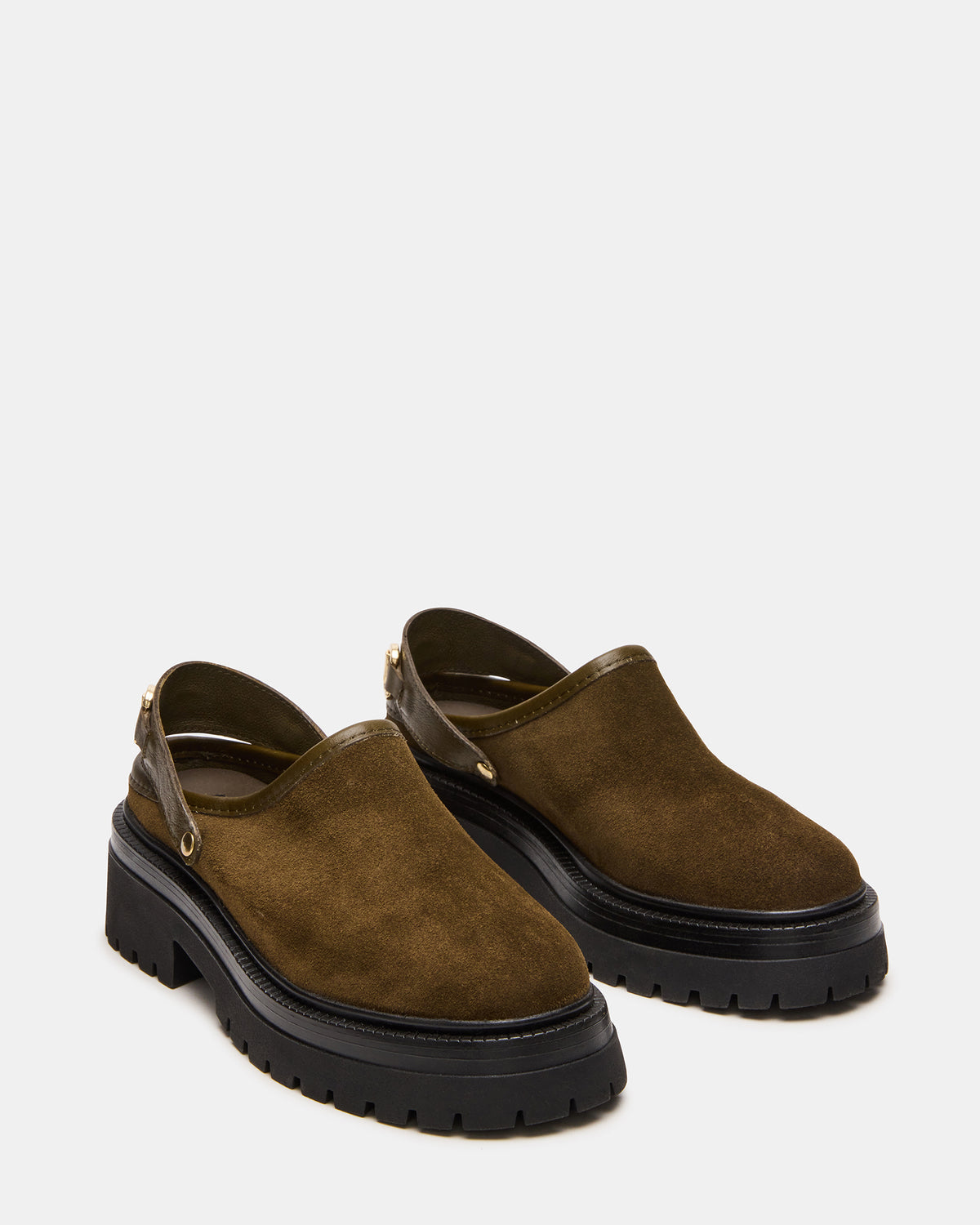 ERBA Olive Suede Platform Lug Slingback Clog Women's Flat Steve Madden OLIVE SUEDE