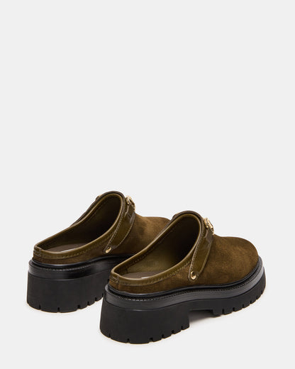 ERBA Olive Suede Platform Lug Slingback Clog Women's Flat Steve Madden OLIVE SUEDE