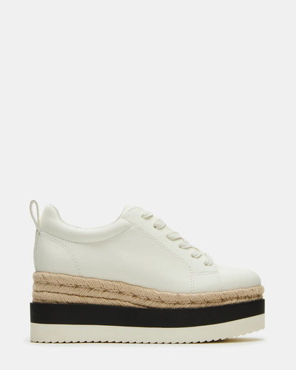 STRECKER White Platform Women's Low-Top Lace-Up Sneaker Steve Madden WHITE