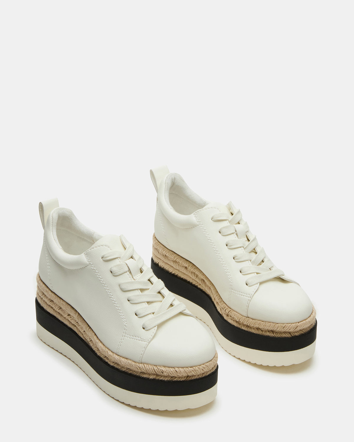 STRECKER White Platform Women's Low-Top Lace-Up Sneaker Steve Madden WHITE