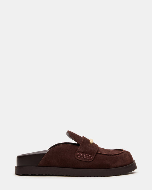 TOBIN Brown Suede Slip-On Mule Women's Flat Steve Madden BROWN SUEDE