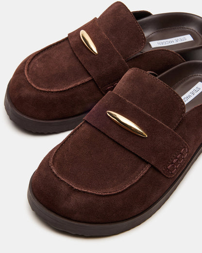 TOBIN Brown Suede Slip-On Mule Women's Flat Steve Madden BROWN SUEDE