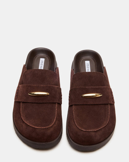 TOBIN Brown Suede Slip-On Mule Women's Flat Steve Madden BROWN SUEDE