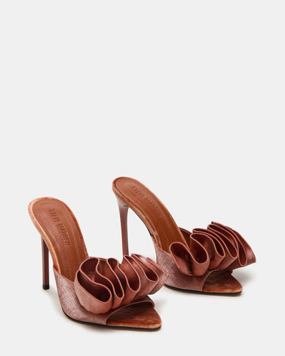 AFFINITY Rust Satin Pointed-Toe Stiletto Mule Women's Heel Steve Madden RUST SATIN