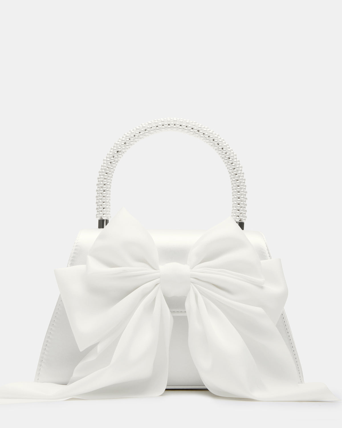 COSETTE Bag White Satin Beaded Top-Handle Mini Handbag Steve Madden WHITE SATIN