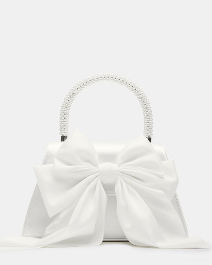COSETTE Bag White Satin Beaded Top-Handle Mini Handbag Steve Madden WHITE SATIN