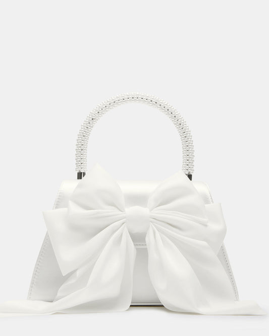 COSETTE Bag White Satin Beaded Top-Handle Mini Handbag Steve Madden WHITE SATIN