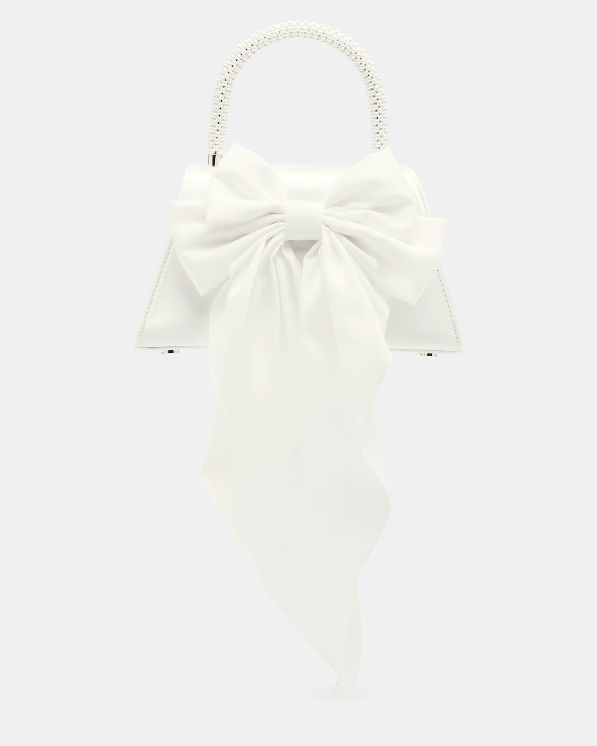COSETTE Bag White Satin Beaded Top-Handle Mini Handbag Steve Madden WHITE SATIN