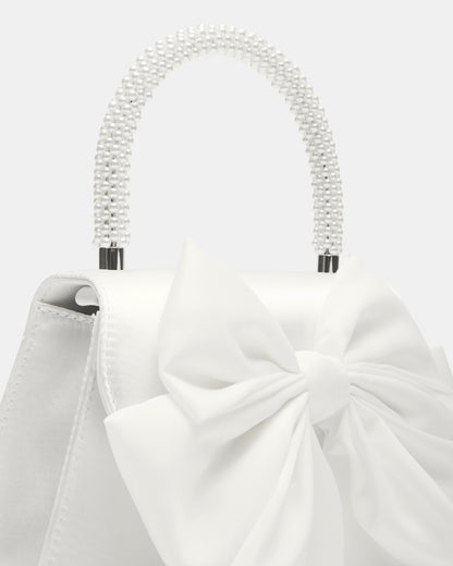 COSETTE Bag White Satin Beaded Top-Handle Mini Handbag Steve Madden WHITE SATIN