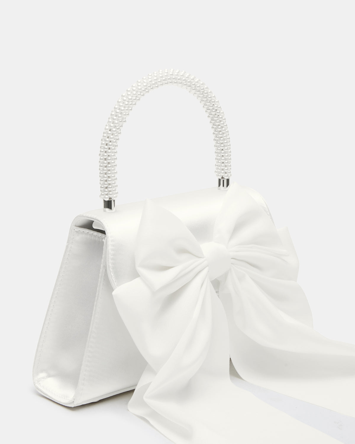 COSETTE Bag White Satin Beaded Top-Handle Mini Handbag Steve Madden WHITE SATIN