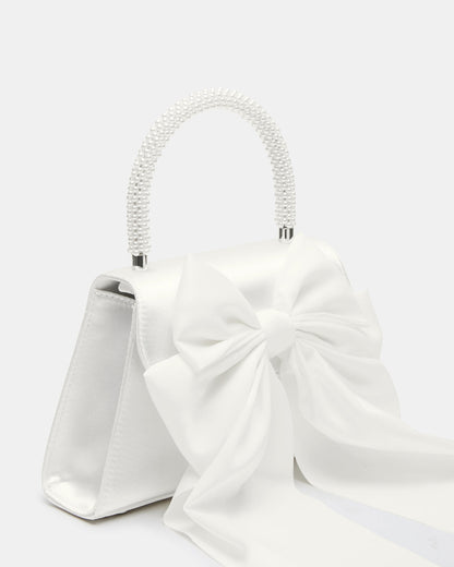 COSETTE Bag White Satin Beaded Top-Handle Mini Handbag Steve Madden WHITE SATIN