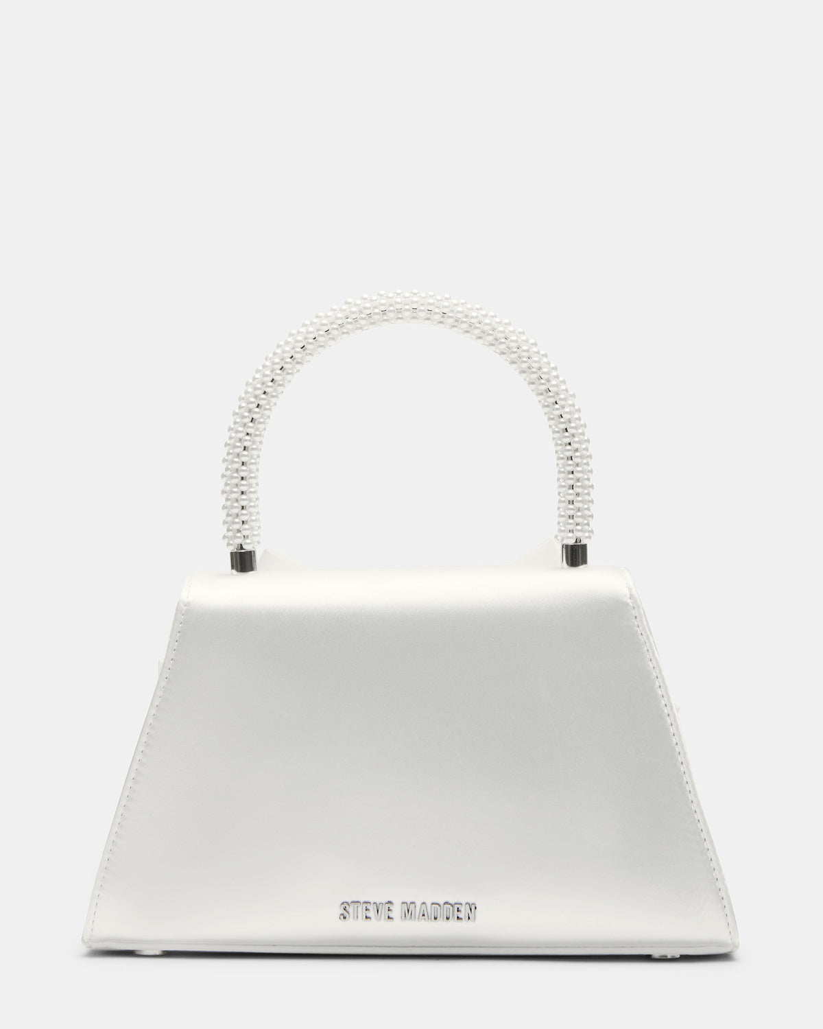 COSETTE Bag White Satin Beaded Top-Handle Mini Handbag Steve Madden WHITE SATIN