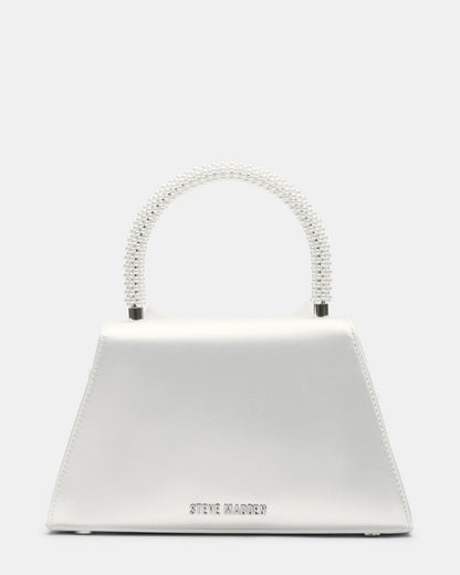 COSETTE Bag White Satin Beaded Top-Handle Mini Handbag Steve Madden WHITE SATIN