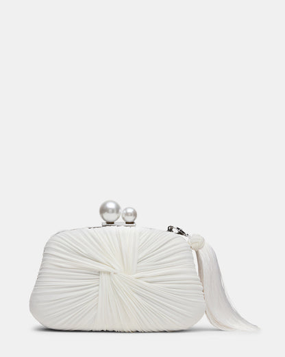 ROSALIE Bag White Twisted Pleats Minaudiere Crossbody Clutch Handbag Steve Madden WHITE