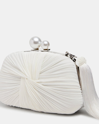 ROSALIE Bag White Twisted Pleats Minaudiere Crossbody Clutch Handbag Steve Madden WHITE