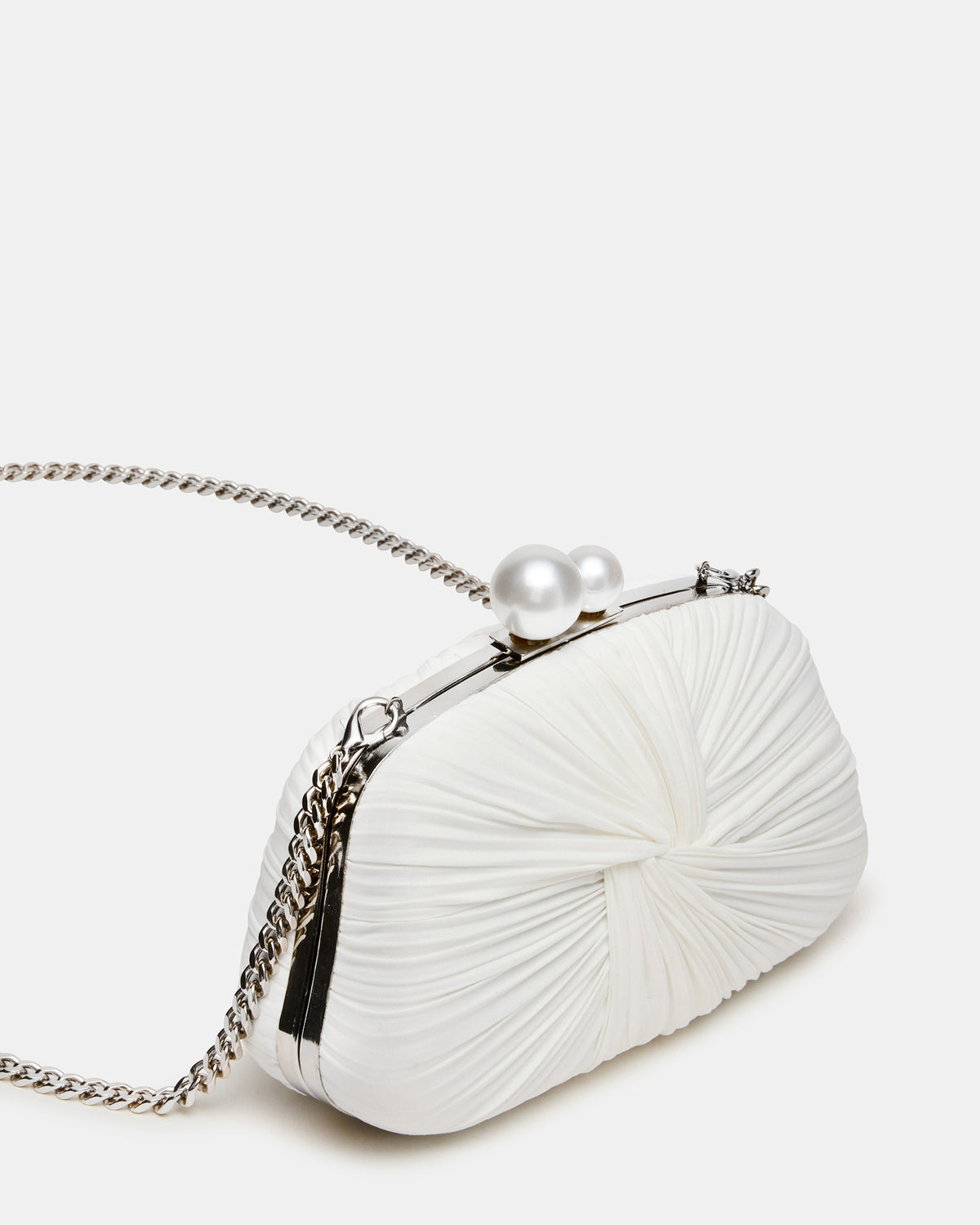ROSALIE Bag White Twisted Pleats Minaudiere Crossbody Clutch Handbag Steve Madden WHITE