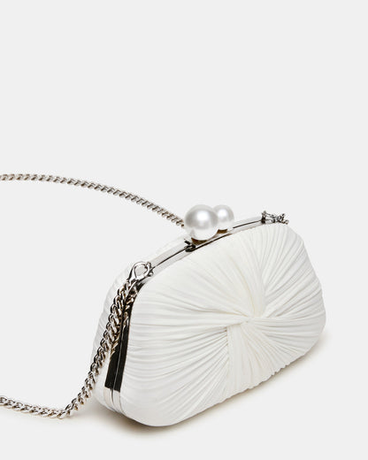 ROSALIE Bag White Twisted Pleats Minaudiere Crossbody Clutch Handbag Steve Madden WHITE