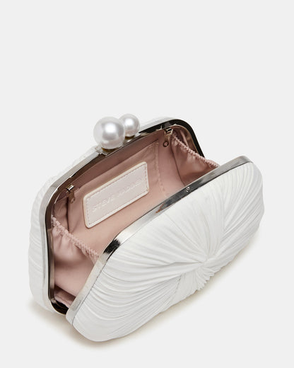 ROSALIE Bag White Twisted Pleats Minaudiere Crossbody Clutch Handbag Steve Madden WHITE