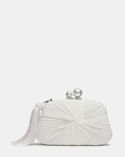 ROSALIE Bag White Twisted Pleats Minaudiere Crossbody Clutch Handbag Steve Madden WHITE