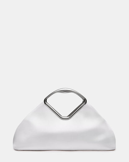 BARBARA Bag White Soft Satin Metal Bracelet Crossbody Clutch Handbag Steve Madden WHITE
