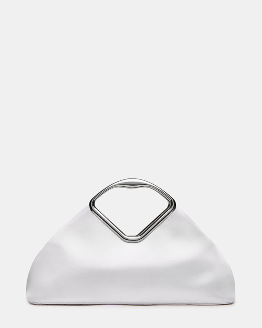 BARBARA Bag White Soft Satin Metal Bracelet Crossbody Clutch Handbag Steve Madden WHITE