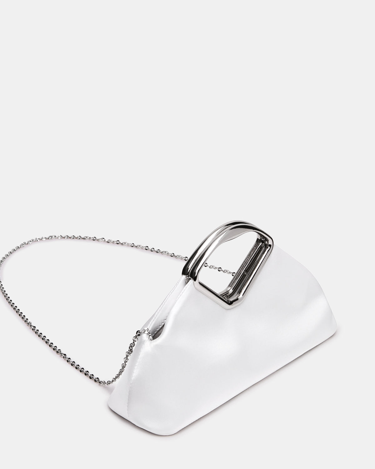 BARBARA Bag White Soft Satin Metal Bracelet Crossbody Clutch Handbag Steve Madden WHITE