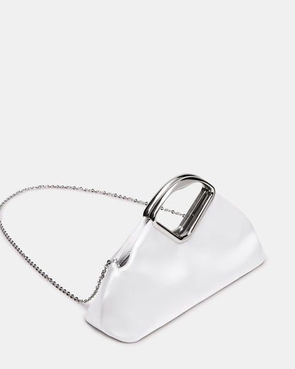 BARBARA Bag White Soft Satin Metal Bracelet Crossbody Clutch Handbag Steve Madden WHITE