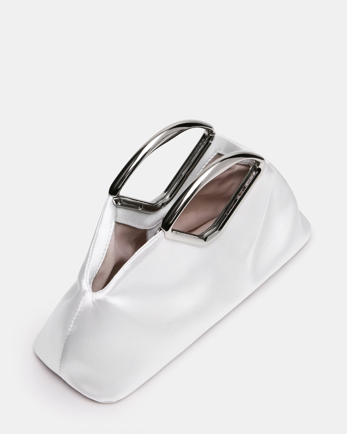 BARBARA Bag White Soft Satin Metal Bracelet Crossbody Clutch Handbag Steve Madden WHITE