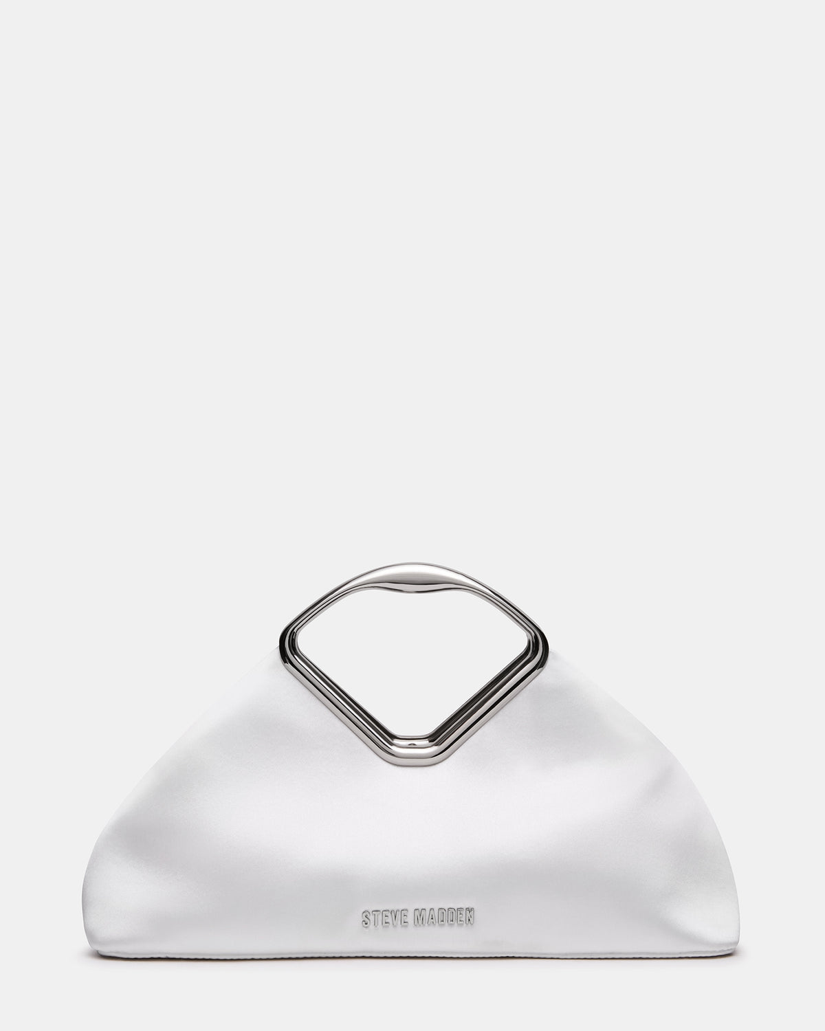 BARBARA Bag White Soft Satin Metal Bracelet Crossbody Clutch Handbag Steve Madden WHITE
