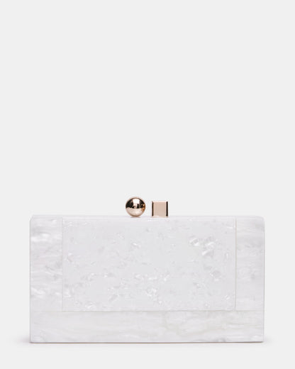 CAMILAA Bag White Geometric Pearlescent Minaudiere Crossbody Clutch Handbag Steve Madden WHITE