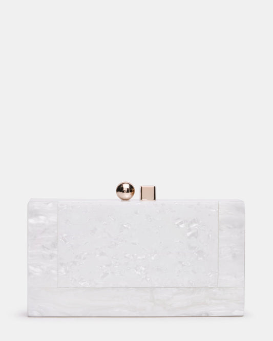 CAMILAA Bag White Geometric Pearlescent Minaudiere Crossbody Clutch Handbag Steve Madden WHITE
