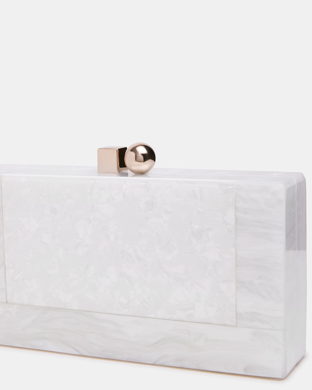 CAMILAA Bag White Geometric Pearlescent Minaudiere Crossbody Clutch Handbag Steve Madden WHITE