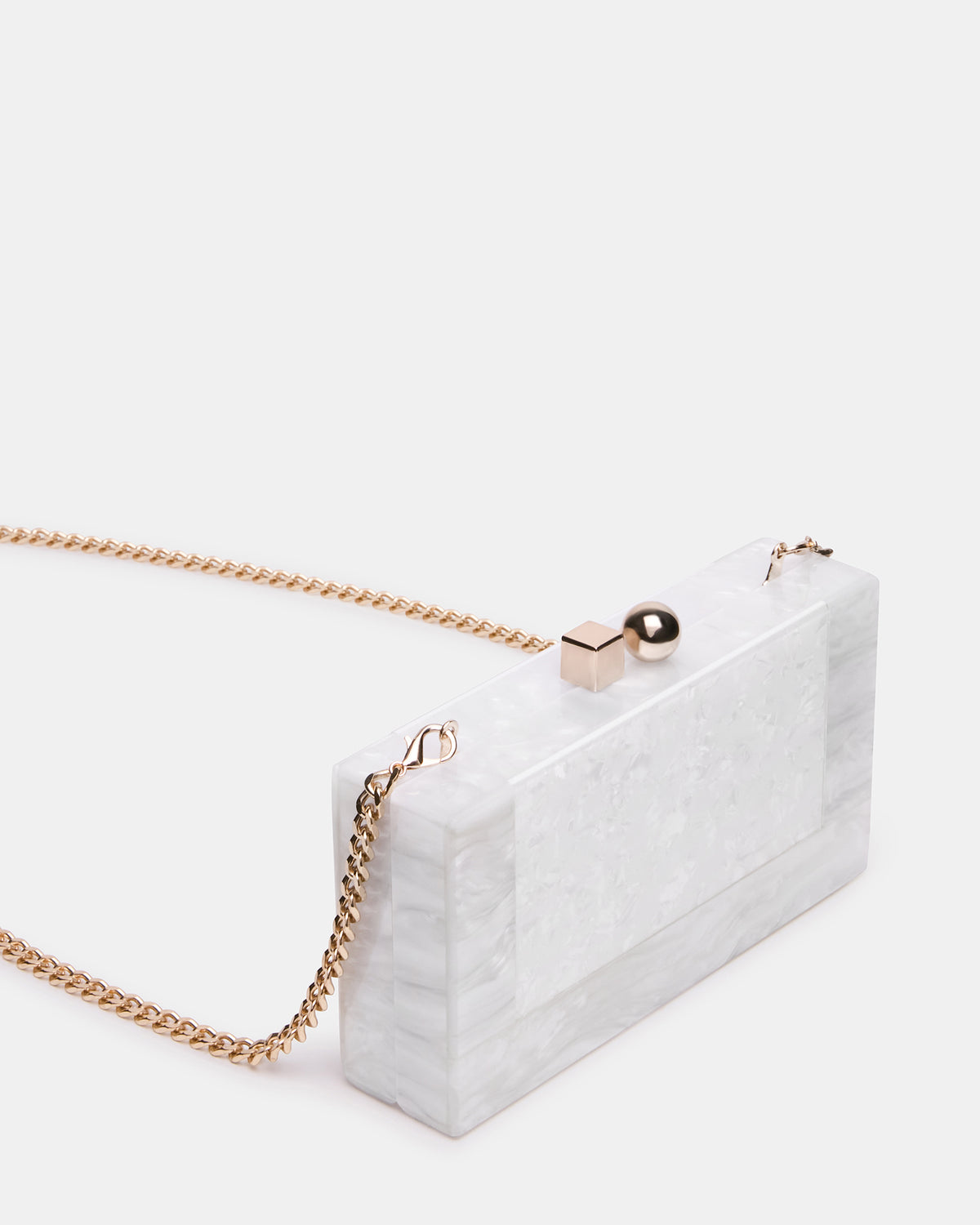 CAMILAA Bag White Geometric Pearlescent Minaudiere Crossbody Clutch Handbag Steve Madden WHITE