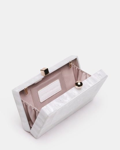 CAMILAA Bag White Geometric Pearlescent Minaudiere Crossbody Clutch Handbag Steve Madden WHITE