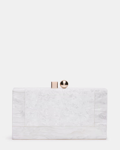 CAMILAA Bag White Geometric Pearlescent Minaudiere Crossbody Clutch Handbag Steve Madden WHITE