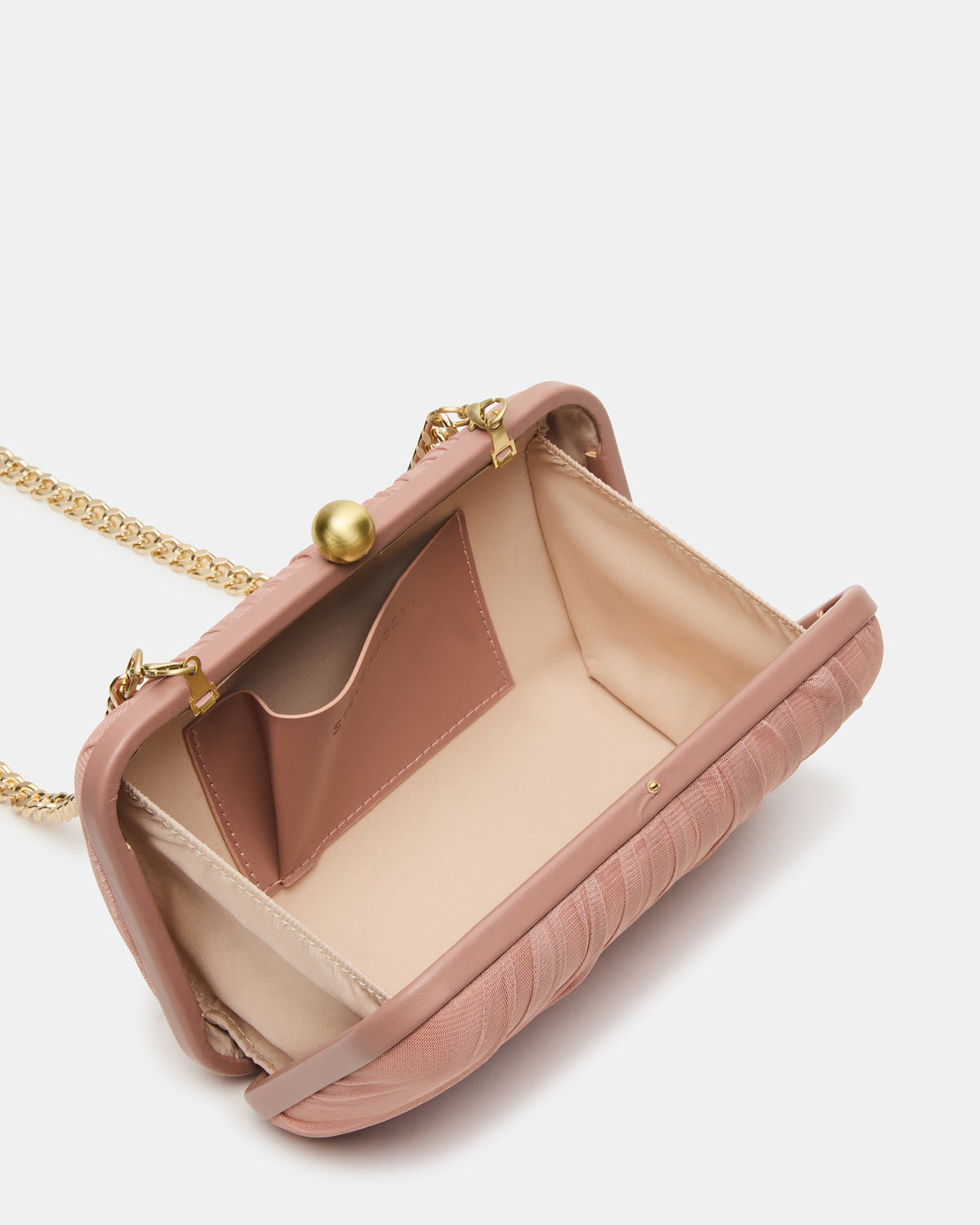 ELEGANT Bag Mocha Soft Frame Metal Mesh Crossbody Clutch Handbag Steve Madden MOCHA