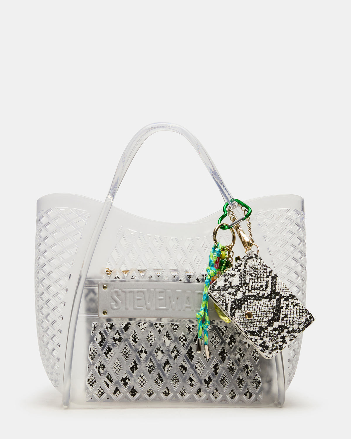 SUMMER Bag Clear Caged Jelly Top-Handle Tote Handbag Steve Madden CLEAR