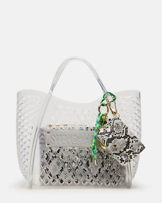 SUMMER Bag Clear Caged Jelly Top-Handle Tote Handbag Steve Madden CLEAR