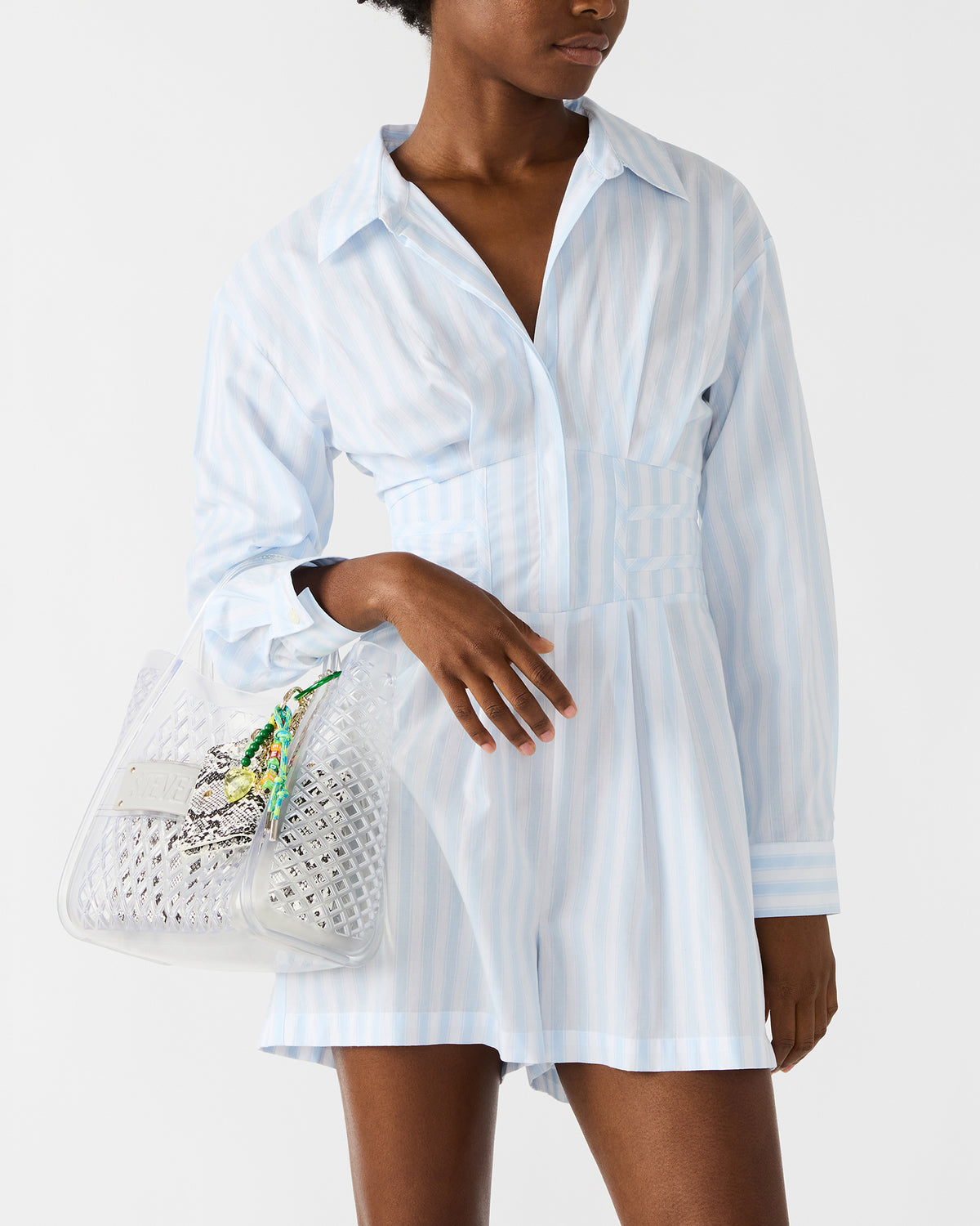 SUMMER Bag Clear Caged Jelly Top-Handle Tote Handbag Steve Madden CLEAR